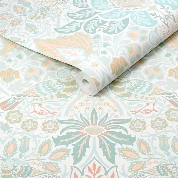 Dove Rose Haze Wallpaper - Blue, Floral Design