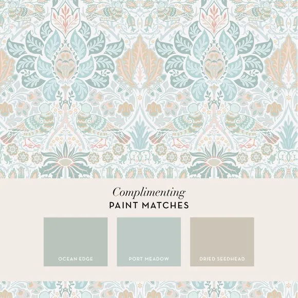Dove Rose Haze Wallpaper - Blue, Floral Design