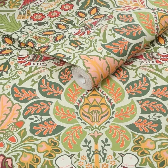 Dove Rose Wallpaper - Green, Paste-the-Wall