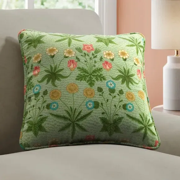 Embroidered Cushion Cover - Leaf, Cotton