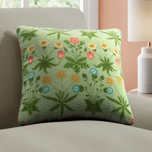 Embroidered Cushion Cover - Leaf, Cotton image