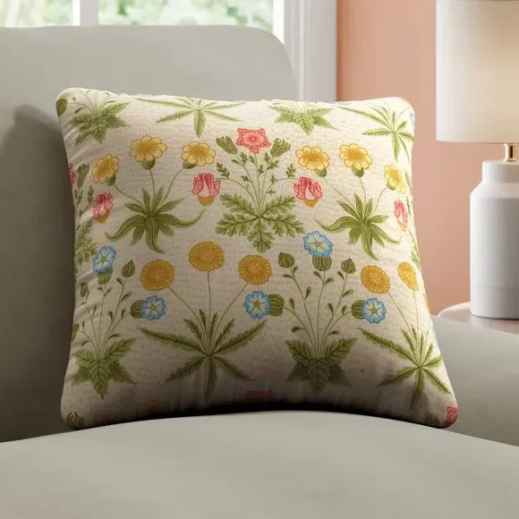 Embroidered Cushion Cover - Natural, Cotton