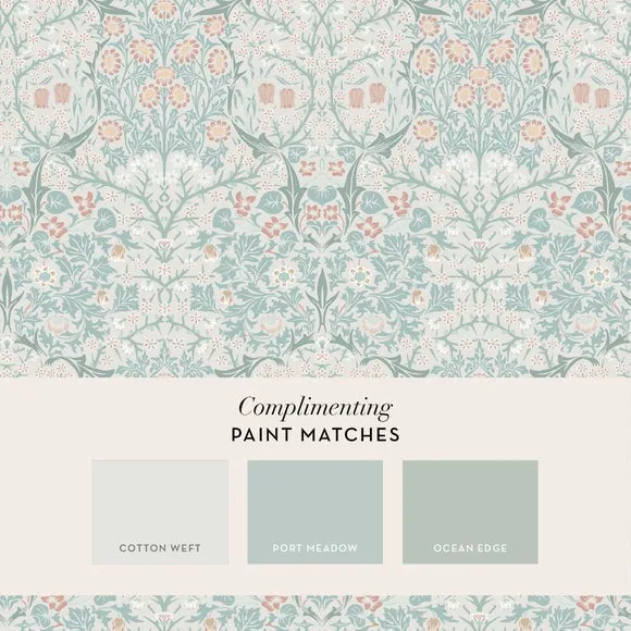Floral Wallpaper Blackthorn Design - Green
