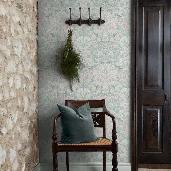 Floral Wallpaper Blackthorn Design - Green