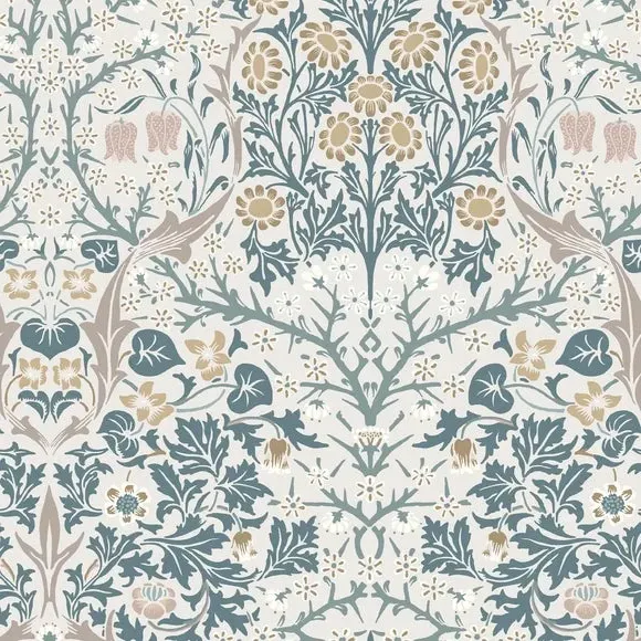 Floral Wallpaper with Matte Finish - Green