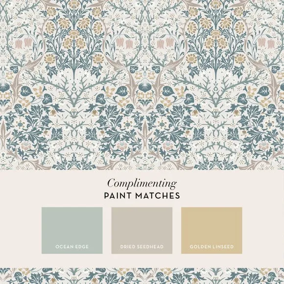 Floral Wallpaper with Matte Finish - Green