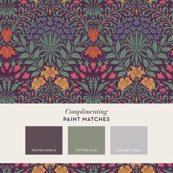 Garden Dewberry Wallpaper - Blue, Paste-the-Wall