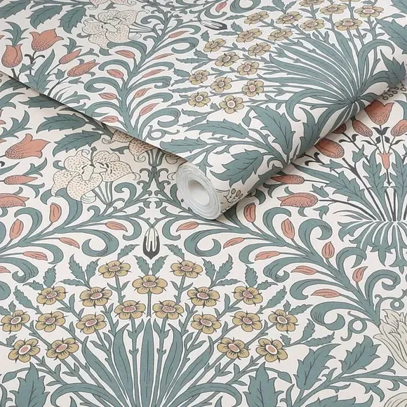 Garden Floral Wallpaper - Dusty Blue