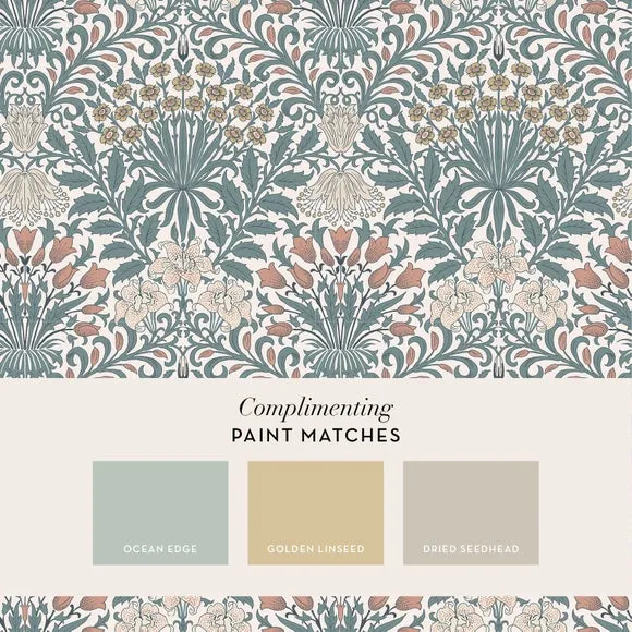 Garden Floral Wallpaper - Dusty Blue