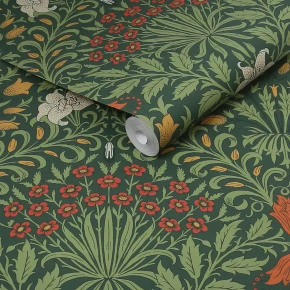 Garden Floral Wallpaper - Green, Paste-the-Wall