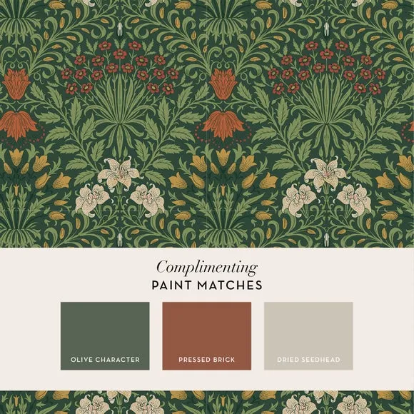 Garden Floral Wallpaper - Green, Paste-the-Wall