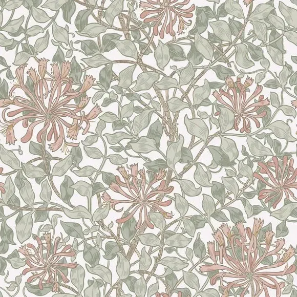 Honeysuckle Floral Wallpaper - Green, Paper