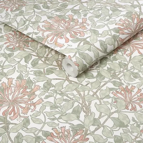 Honeysuckle Floral Wallpaper - Green, Paper