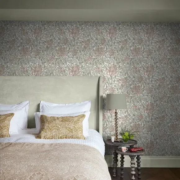 Honeysuckle Floral Wallpaper - Green, Paper image