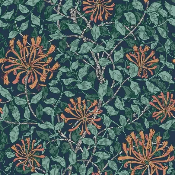 Honeysuckle Pattern Wallpaper - Blue