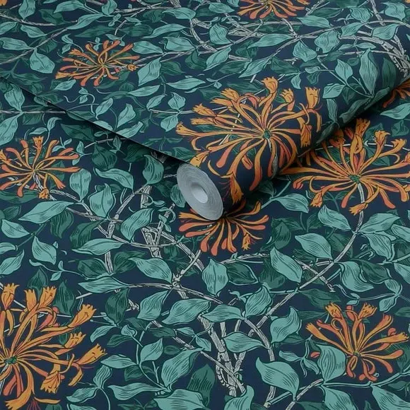 Honeysuckle Pattern Wallpaper - Blue