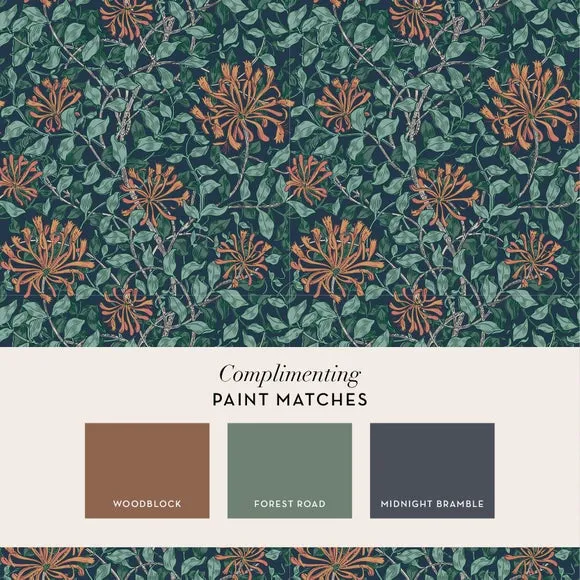 Honeysuckle Pattern Wallpaper - Blue