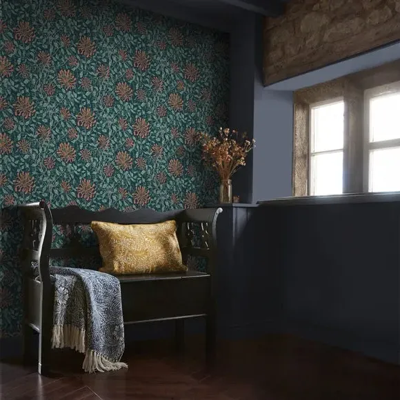 Honeysuckle Pattern Wallpaper - Blue image