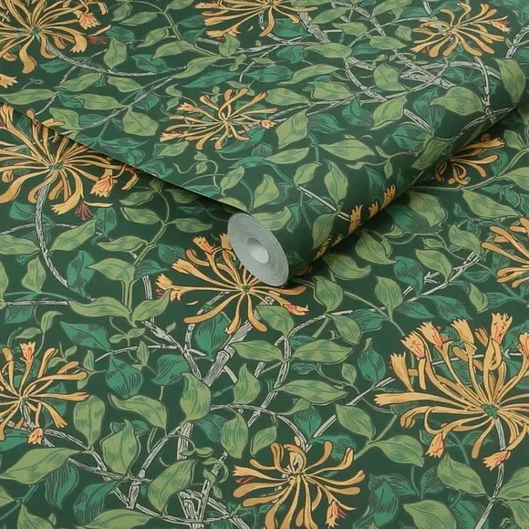 Honeysuckle Wallpaper - Verde, Matte Finish