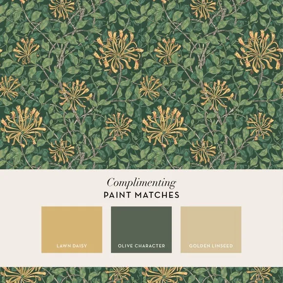 Honeysuckle Wallpaper - Verde, Matte Finish