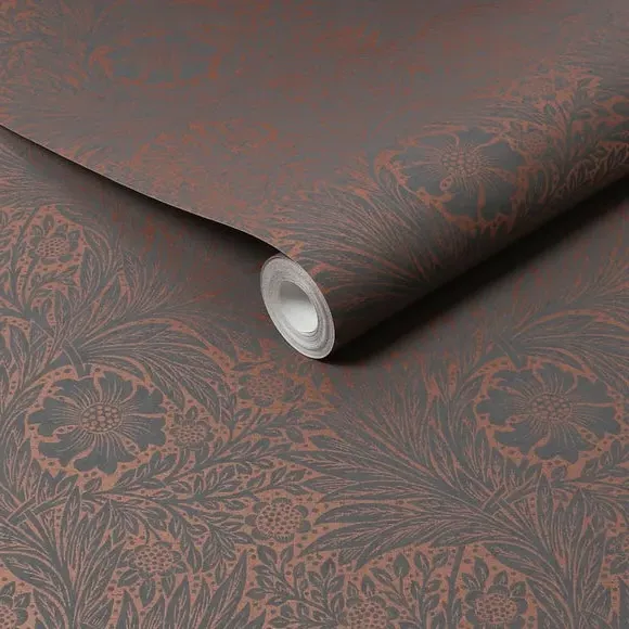 Marigold Floral Wallpaper - Charcoal, Fibrous