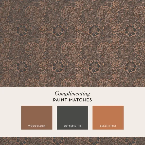 Marigold Floral Wallpaper - Charcoal, Fibrous
