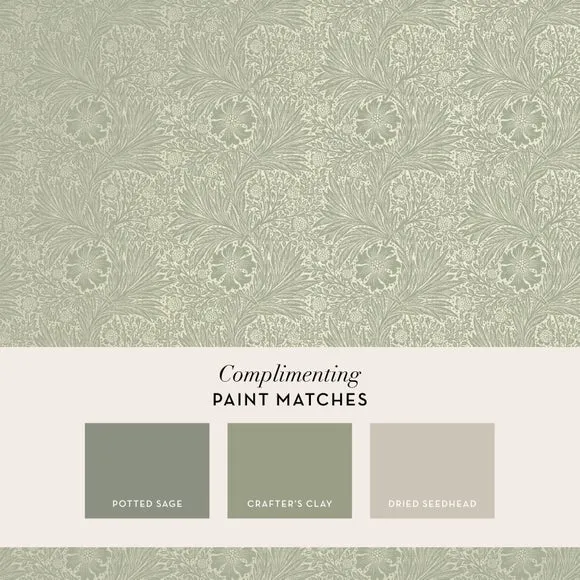 Marigold Floral Wallpaper - Sage, Fibrous