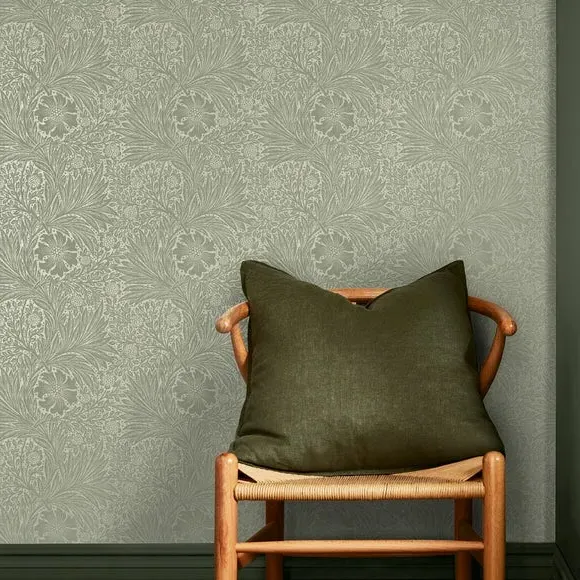 Marigold Floral Wallpaper - Sage, Fibrous