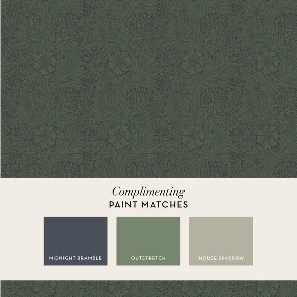 Marigold Floral Wallpaper - Teal, Fibrous