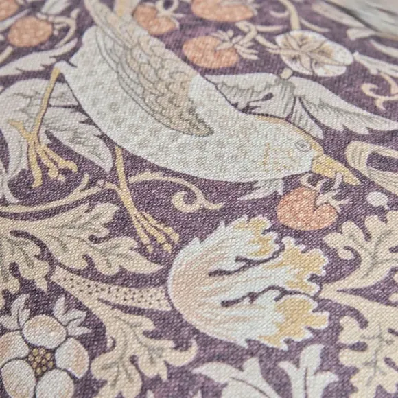 Piped Cushion with Floral Design - Purple, Cotton