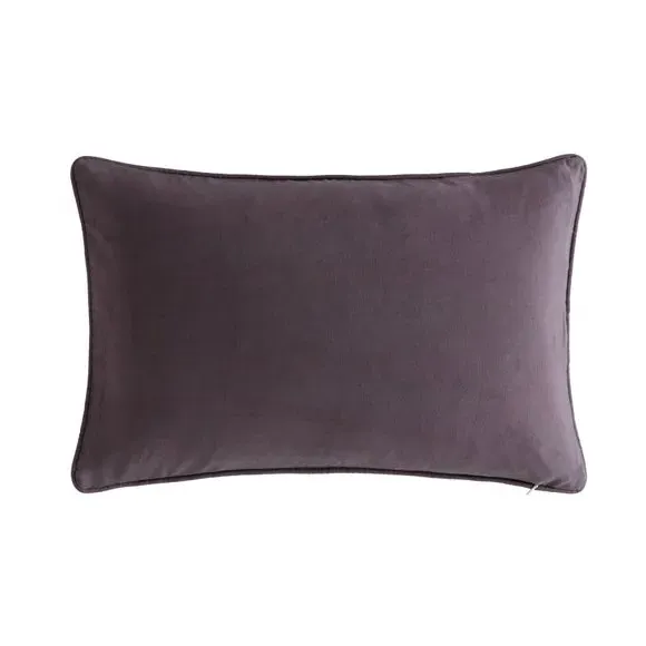 Piped Cushion with Floral Design - Purple, Cotton