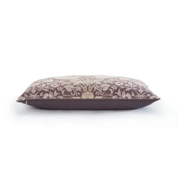 Piped Cushion with Floral Design - Purple, Cotton