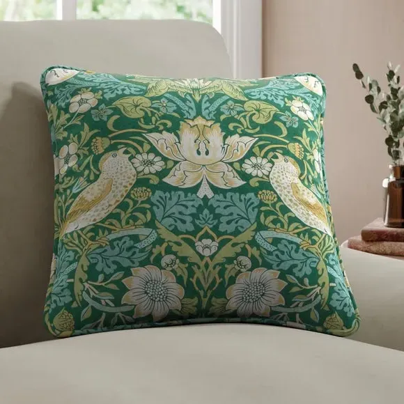 Strawberry Thief Cushion Cover - Azure, Polyester image