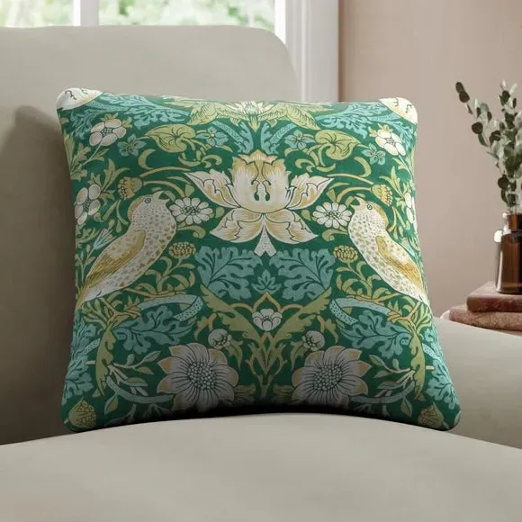 Strawberry Thief Cushion Cover - Azure, Polyester