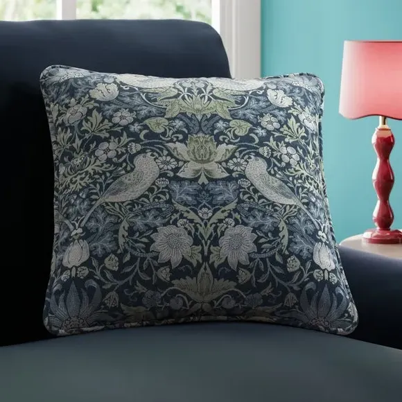 Strawberry Thief Cushion Cover - Denim, Polyester