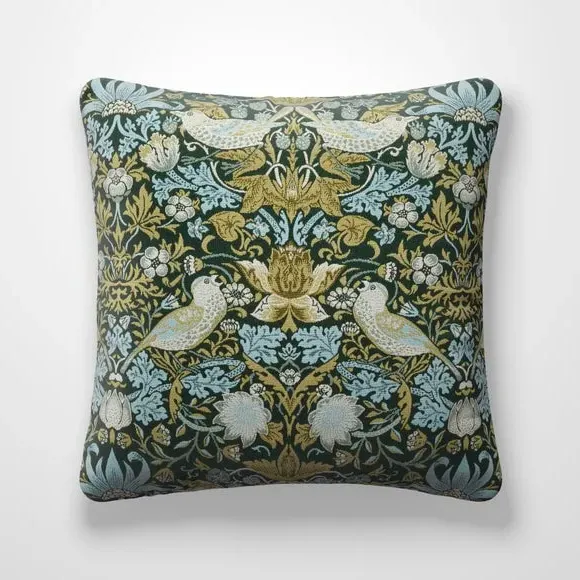 Strawberry Thief Cushion Cover - Emerald, Polyester