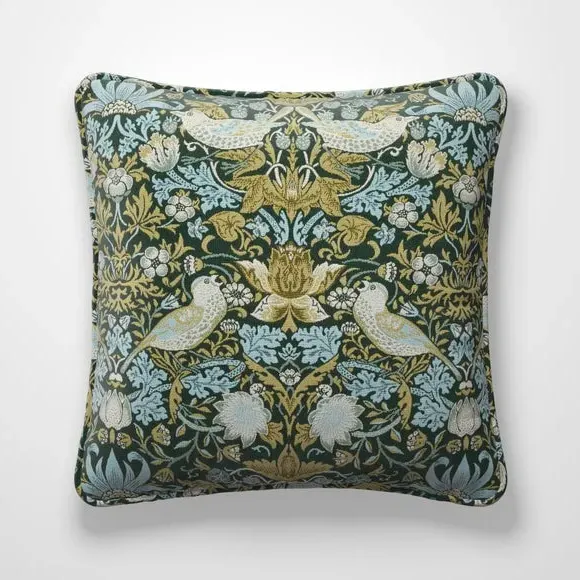 Strawberry Thief Cushion Cover - Emerald, Polyester