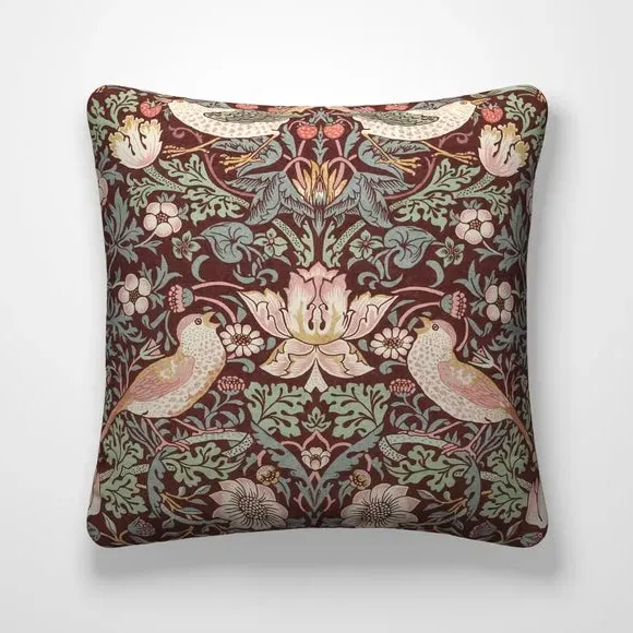 Strawberry Thief Cushion Cover - Merlot, Cotton