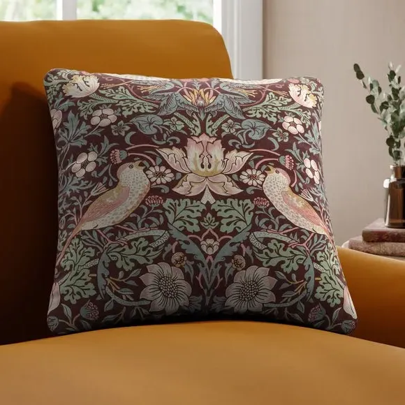 Strawberry Thief Cushion Cover - Merlot, Cotton