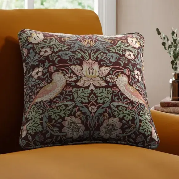 Strawberry Thief Cushion Cover - Merlot, Cotton