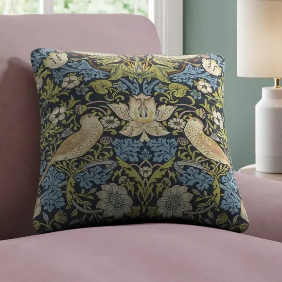 Strawberry Thief Cushion Cover - Midnight, Cotton