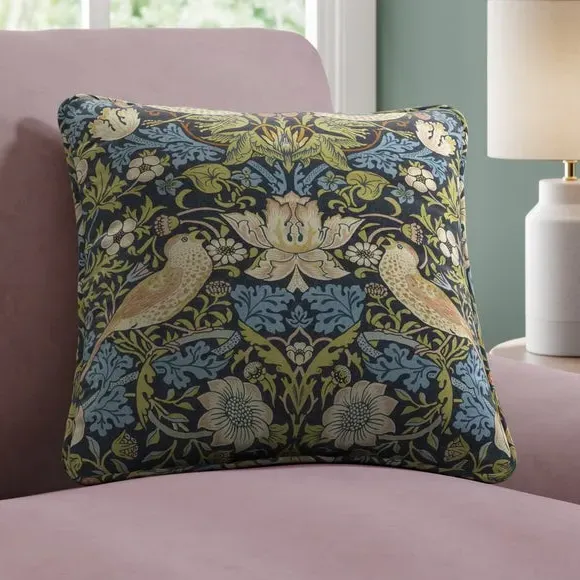 Strawberry Thief Cushion Cover - Midnight, Cotton