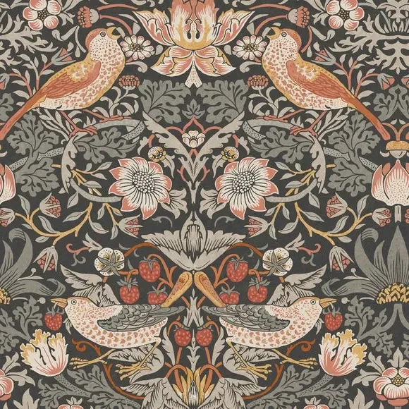 Strawberry Thief Wallpaper - Grey