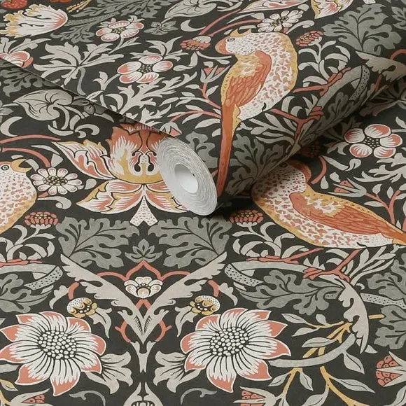 Strawberry Thief Wallpaper - Grey