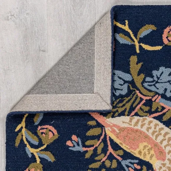 Strawberry Thief Wool Rug - Midnight, Handcrafted