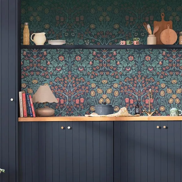 Blackthorn Floral Wall Mural - Navy