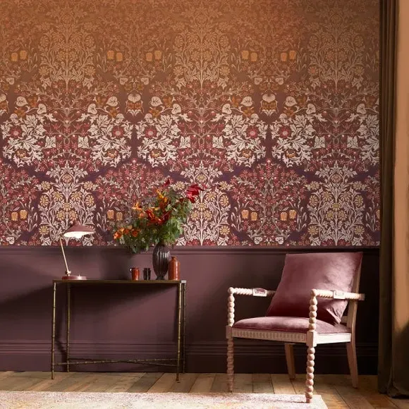 Blackthorn Floral Wall Mural - Red