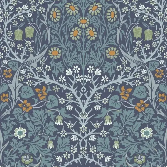 Blackthorn Floral Wallpaper - Navy, Matte