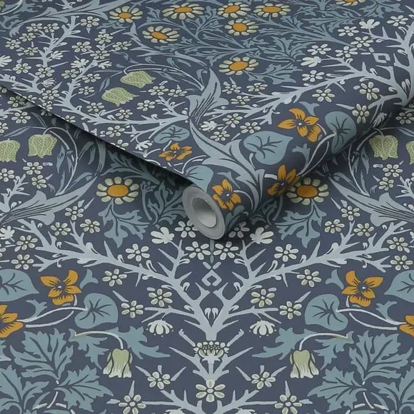 Blackthorn Floral Wallpaper - Navy, Matte
