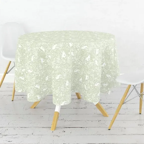 Circular Tablecloth Forest Life - Green, Cotton